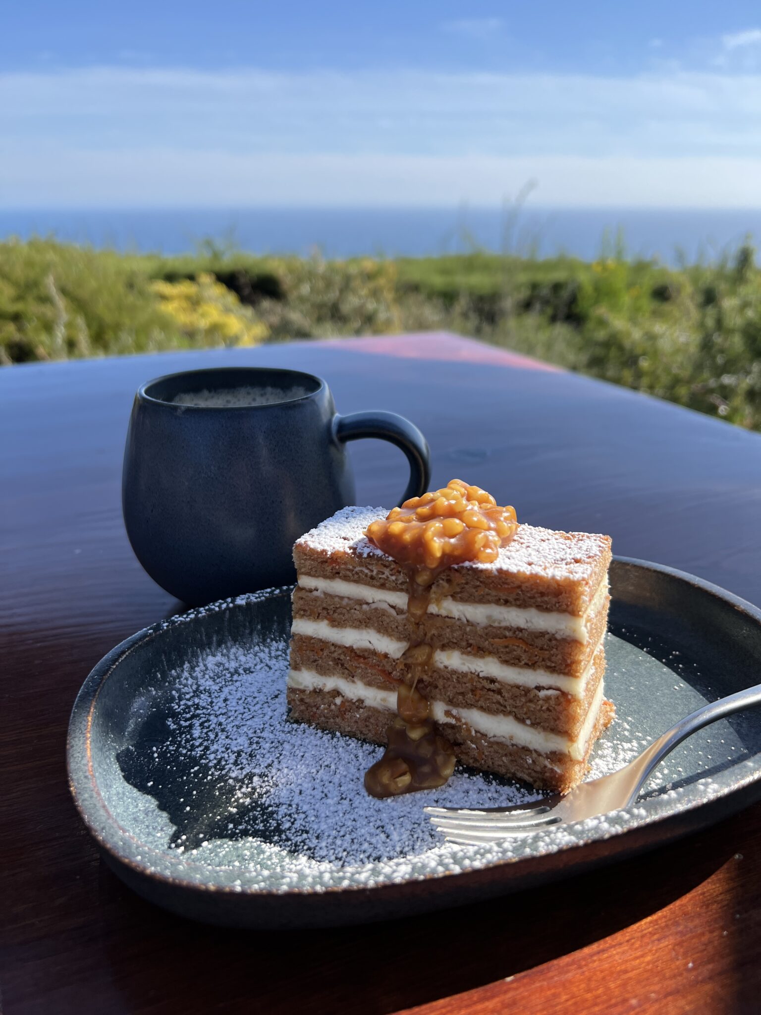 Karrottenkuchen with a view über Big Sur und den Pazifik