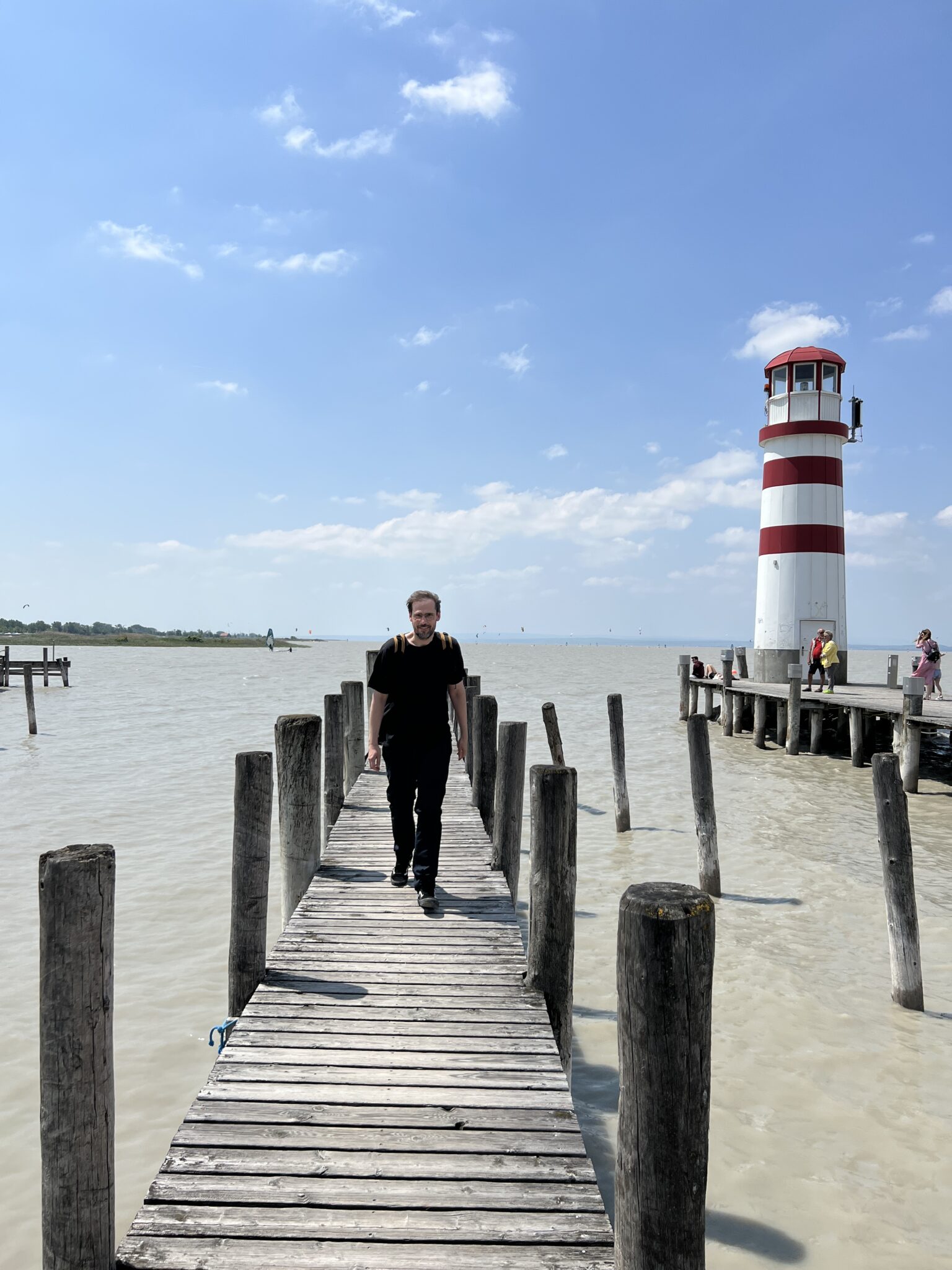 Neusiedlersee im Burgenland, Leuchtturm, Steg, Strand