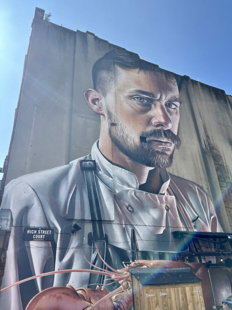 Großes Wandgemälde, Portrait von Arbeiter